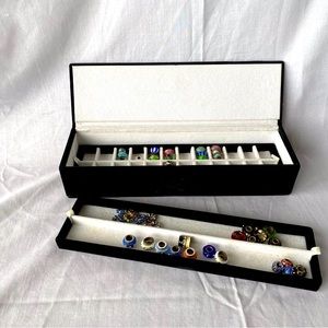 Charm bracelet case with various charms